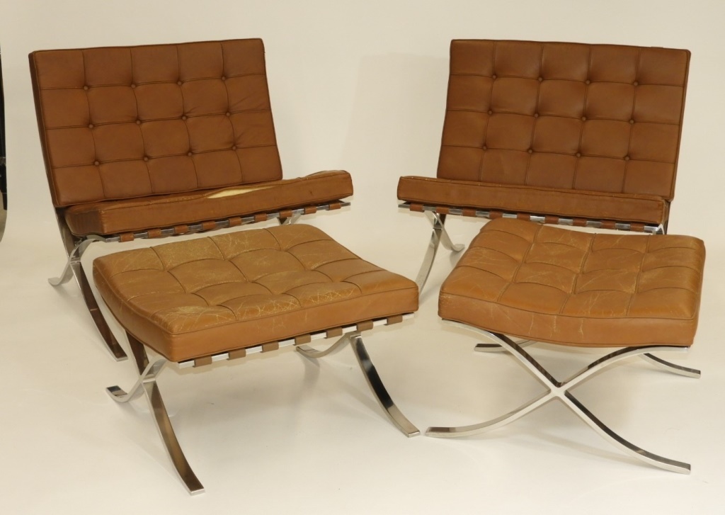 Appraisal: PR LUDWIG MIES VAN DER ROHE CHAIRS OTTOMANS United States