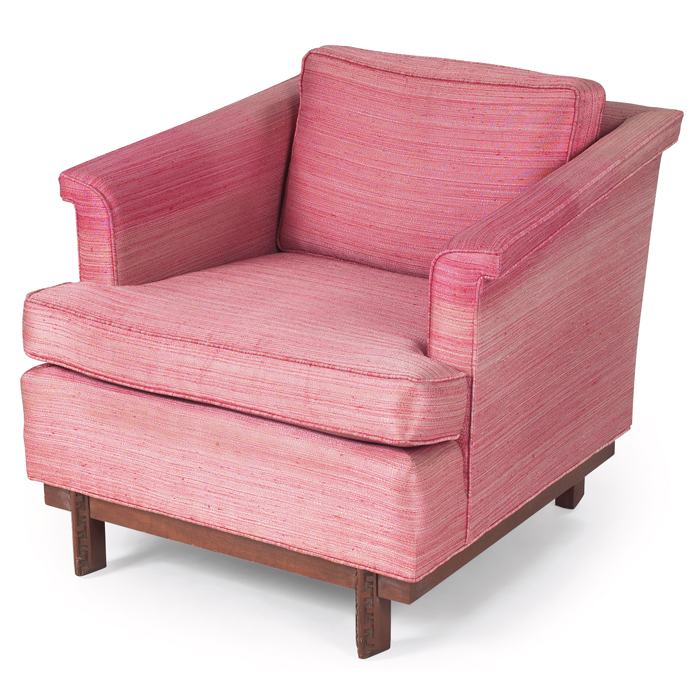 Appraisal: Frank Lloyd Wright club chair manufactured by Heritage Henredon upholstered