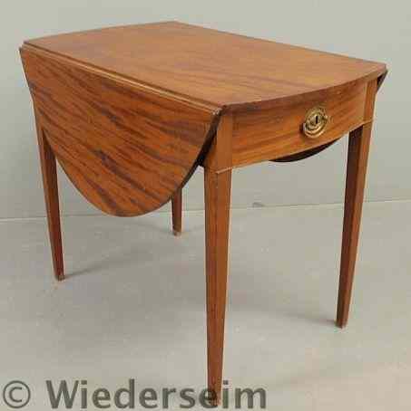 Appraisal: Southern Hepplewhite mahogany table c with D-shaped leaves faux drawers