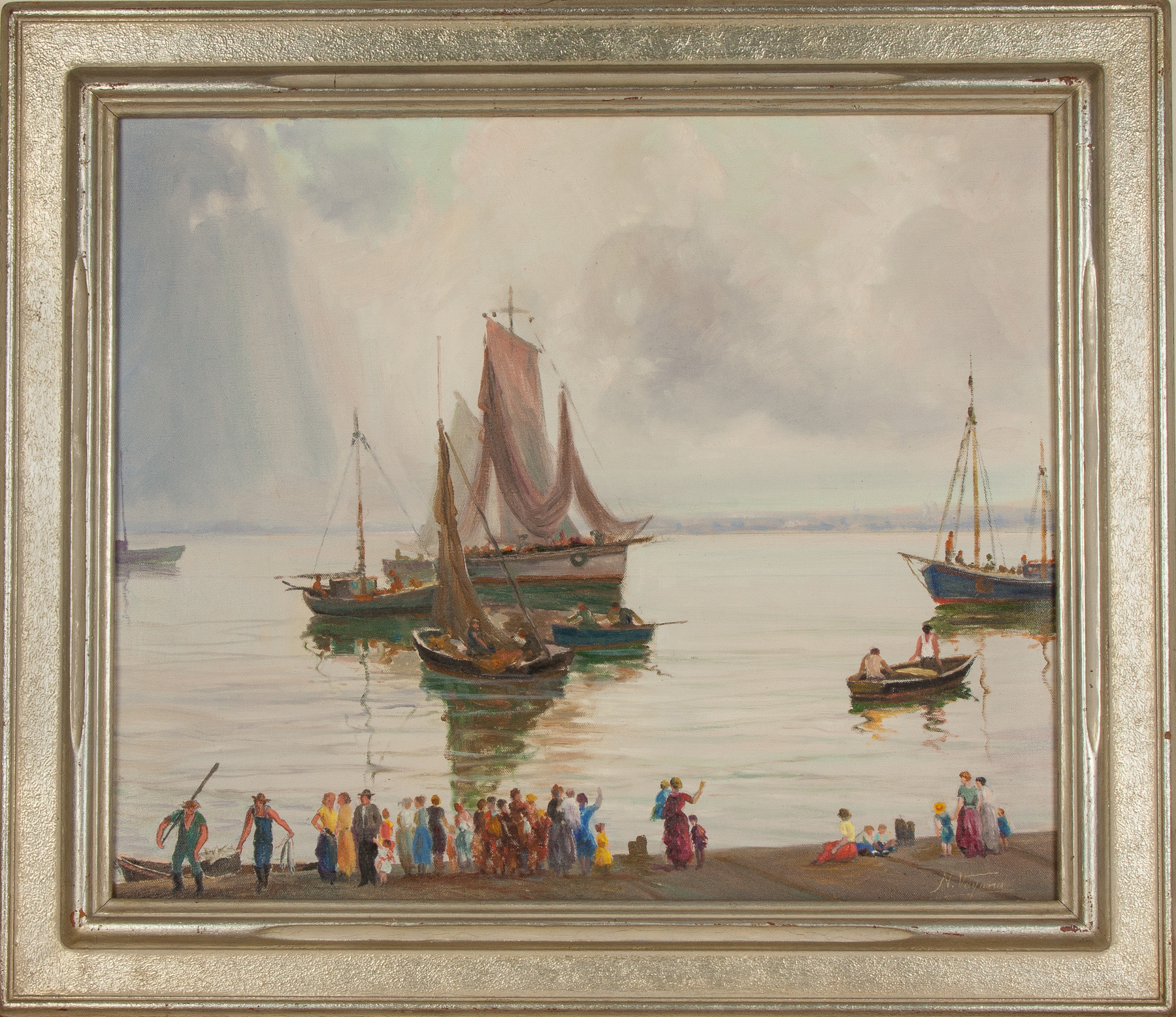 Appraisal: Nunzio Vayana Italian - Boats at the Shore Signed lower