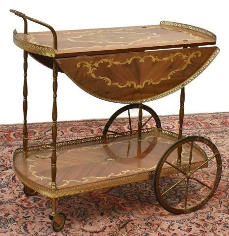 Appraisal: Italian drop-leaf marquetry service cart mid th c having a