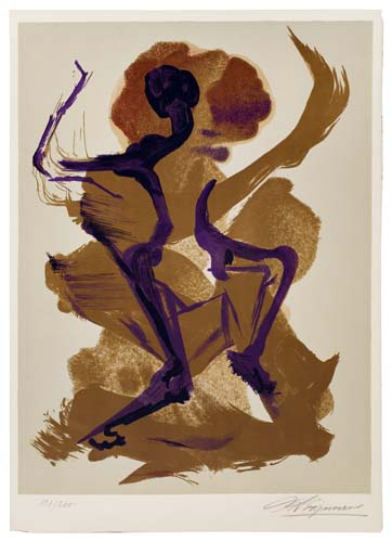 Appraisal: DAVID A SIQUIEROS Two color lithographs Purple Dancer Purple Gray