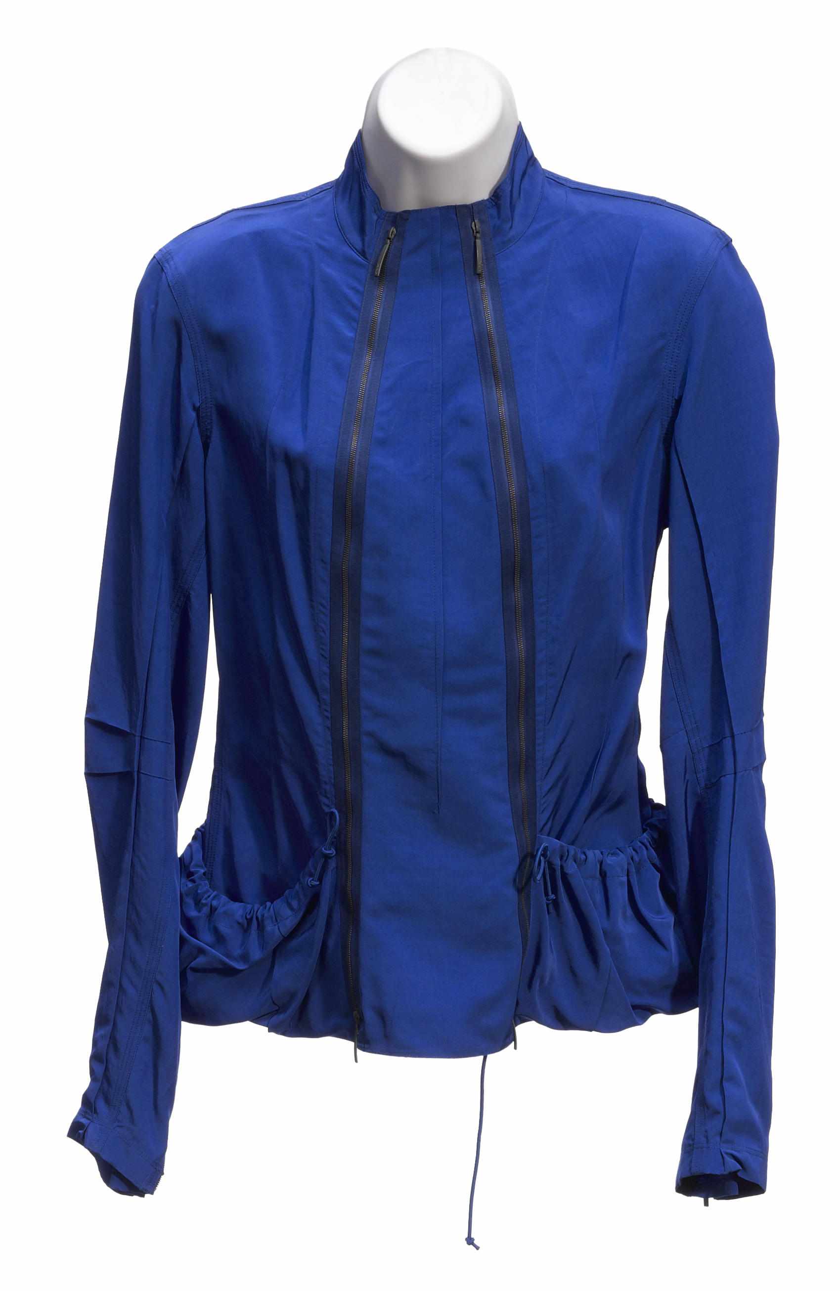 Appraisal: A Donna Karan blue double zipper front jacket size together