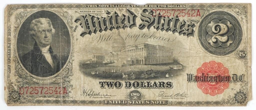 Appraisal: United States currency two dollar large note red seal Series