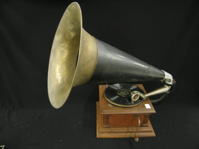 Appraisal: Oak Victor with large Exterior Horn table top model Vic