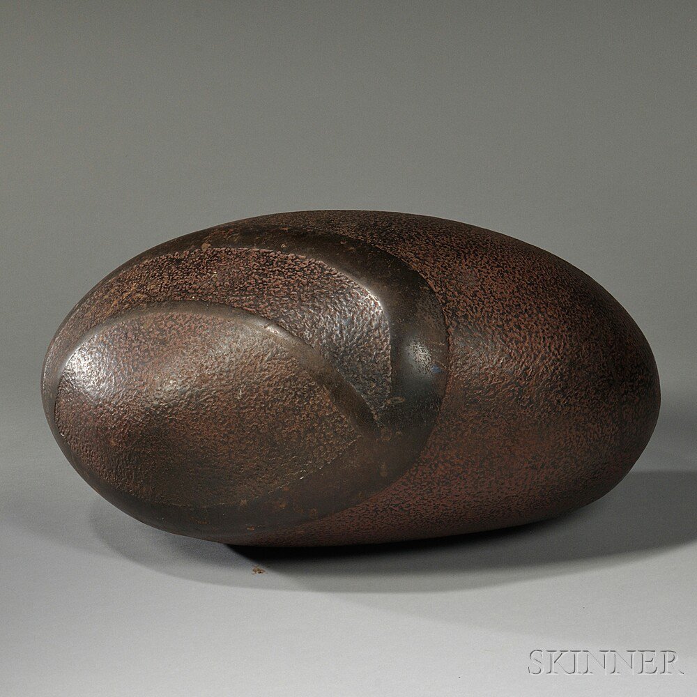 Appraisal: David Phillips Red Giant Sculpture Oxidized cast iron Approx lg