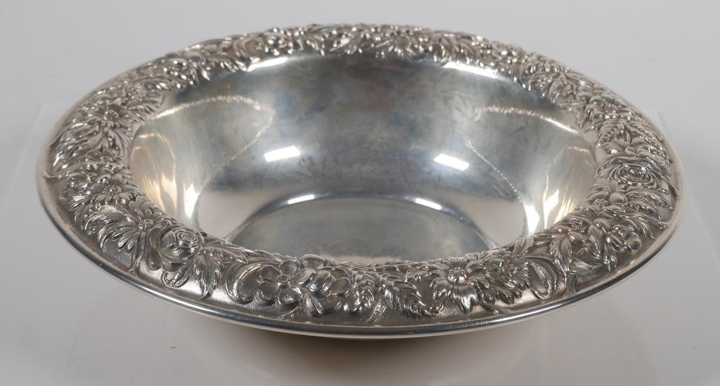 Appraisal: S KIRK SON FLORAL REPOUSSE STERLING BOWLS Kirk Son Repousse