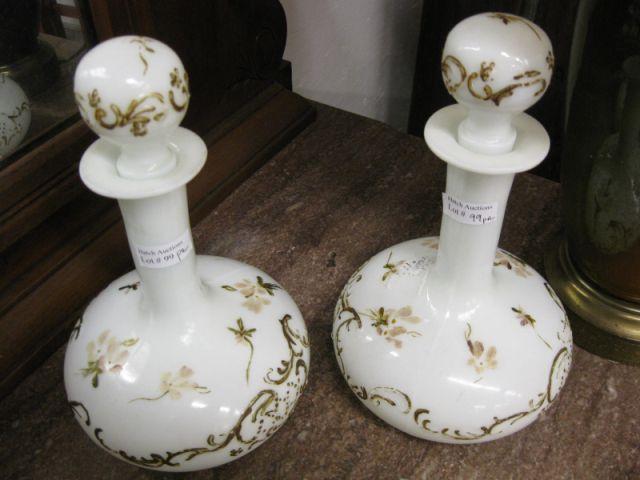 Appraisal: Pair of Victorian Milk Glass Dresser Bottles tall