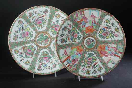 Appraisal: TWO CHINESE ROSE MEDALLION CHARGERS One painted with court scene