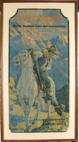 Appraisal: Winchester Die Cut Advertising Sign depicting a cowboy on horseback