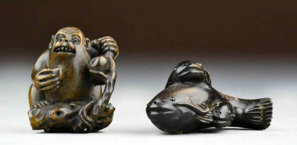 Appraisal: Japanese Meji Period Carved Wood NetsukeTo include a grouping of