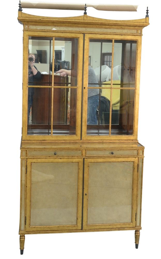 Appraisal: Theodore Alexander Art Deco Style Two-Part Venetian Cabinet with silver