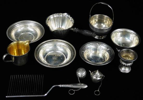 Appraisal: SILVER Eleven pieces of sterling silver vessels and accessories including