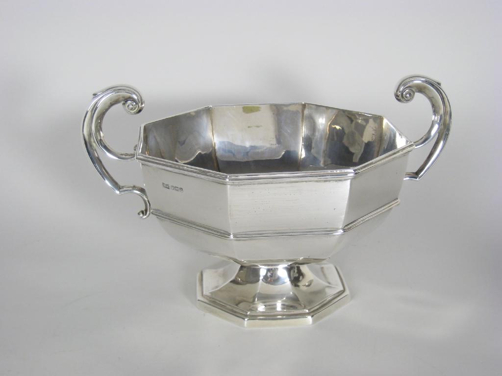 Appraisal: A George V octagonal two handled Rose Bowl on pedestal