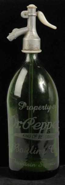 Appraisal: Dr Pepper Seltzer Bottle Description Deep green in color Light