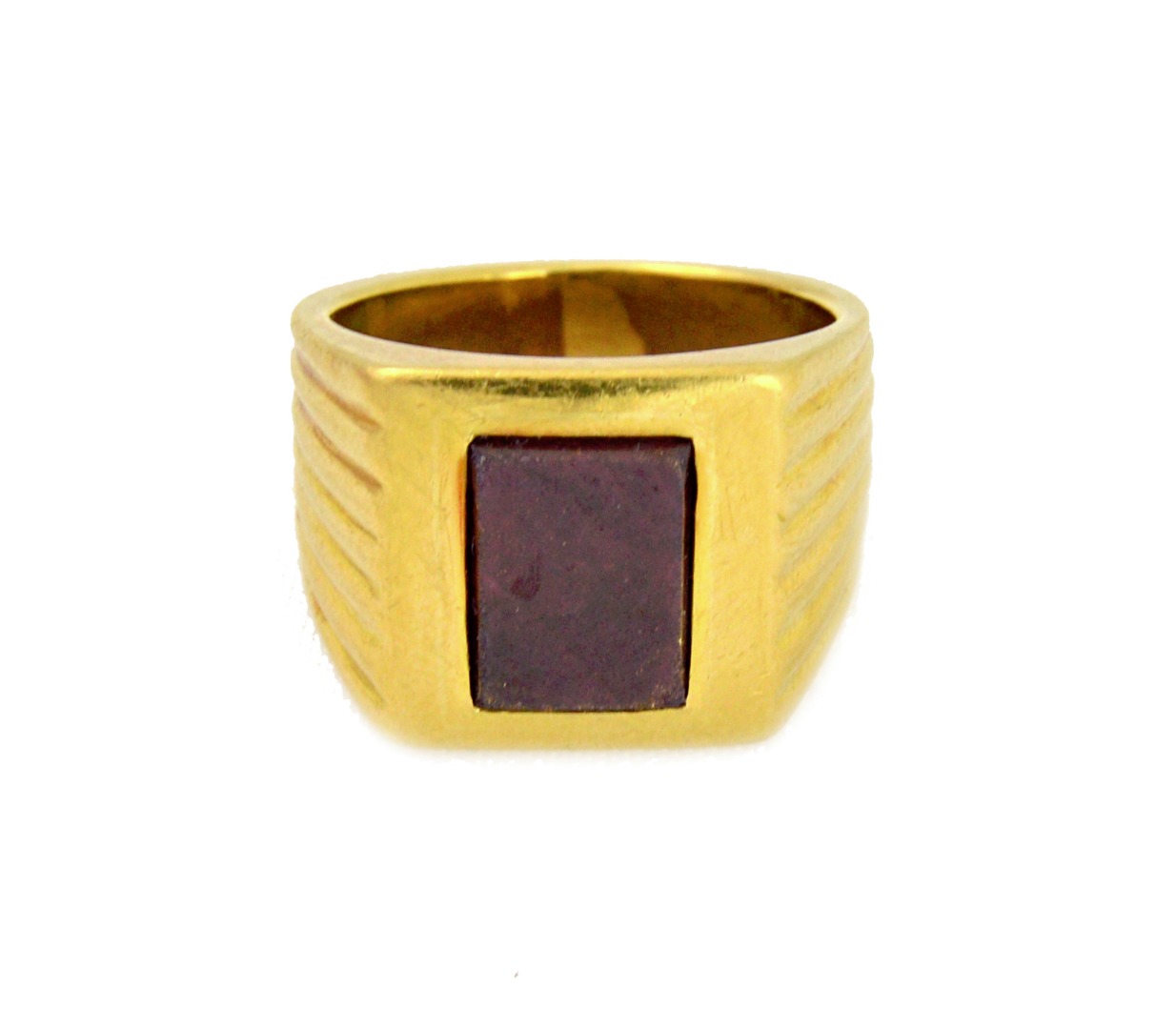 Appraisal: An ct yellow gold and ruby tablet signet ring by