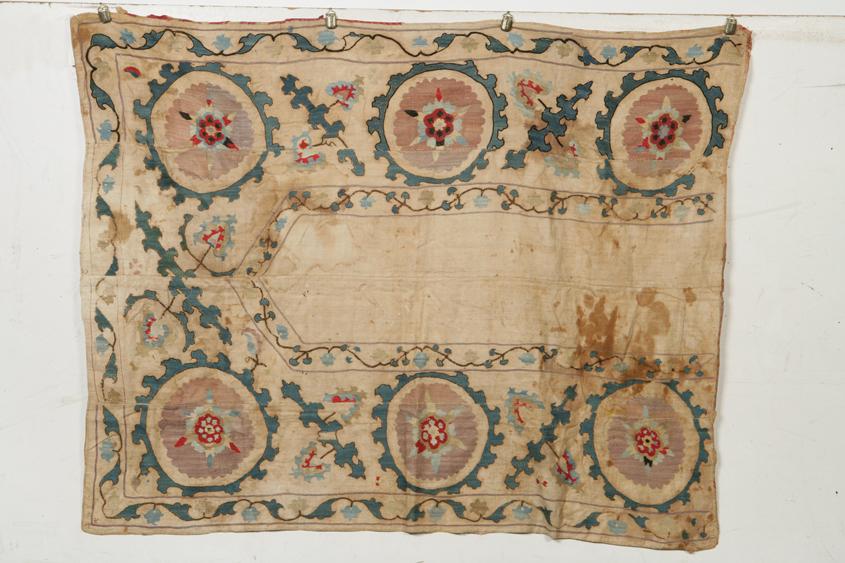 Appraisal: A SUSINI WALL HANGING embroidered with medallions and flowering vines