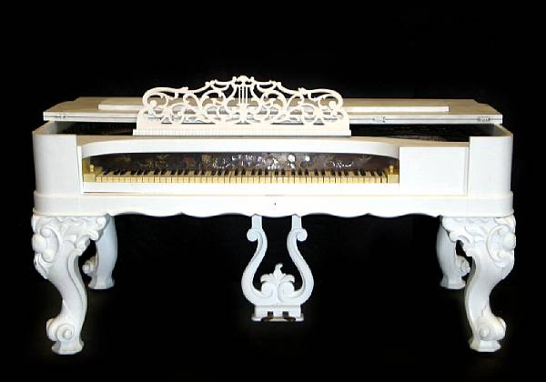 Appraisal: A Baroque style painted Fischer piano height in width ft