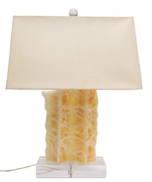 Appraisal: Honeycomb calcite specimen Utah now fashioned as a single-light table