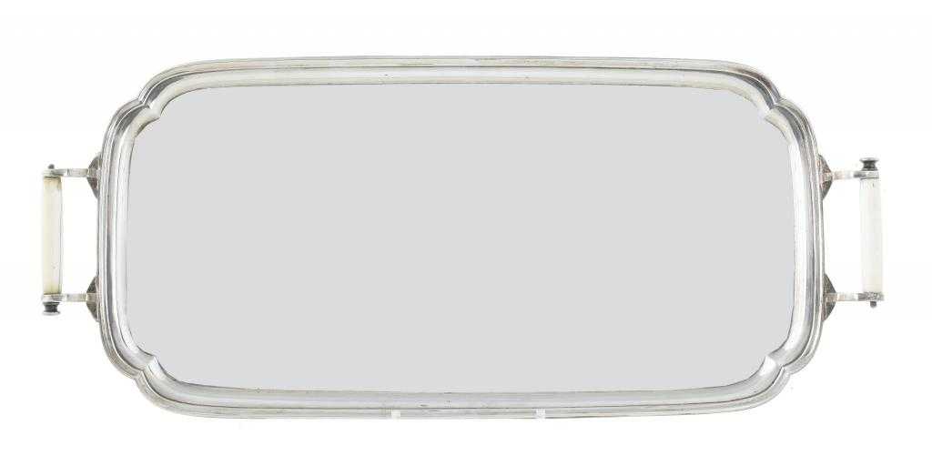 Appraisal: AN EDWARD VIII IVORY HANDLED CAFE AU LAIT TRAY with