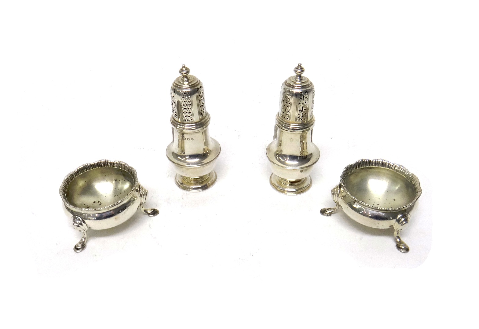 Appraisal: Two silver circular salts each raised on three feet London