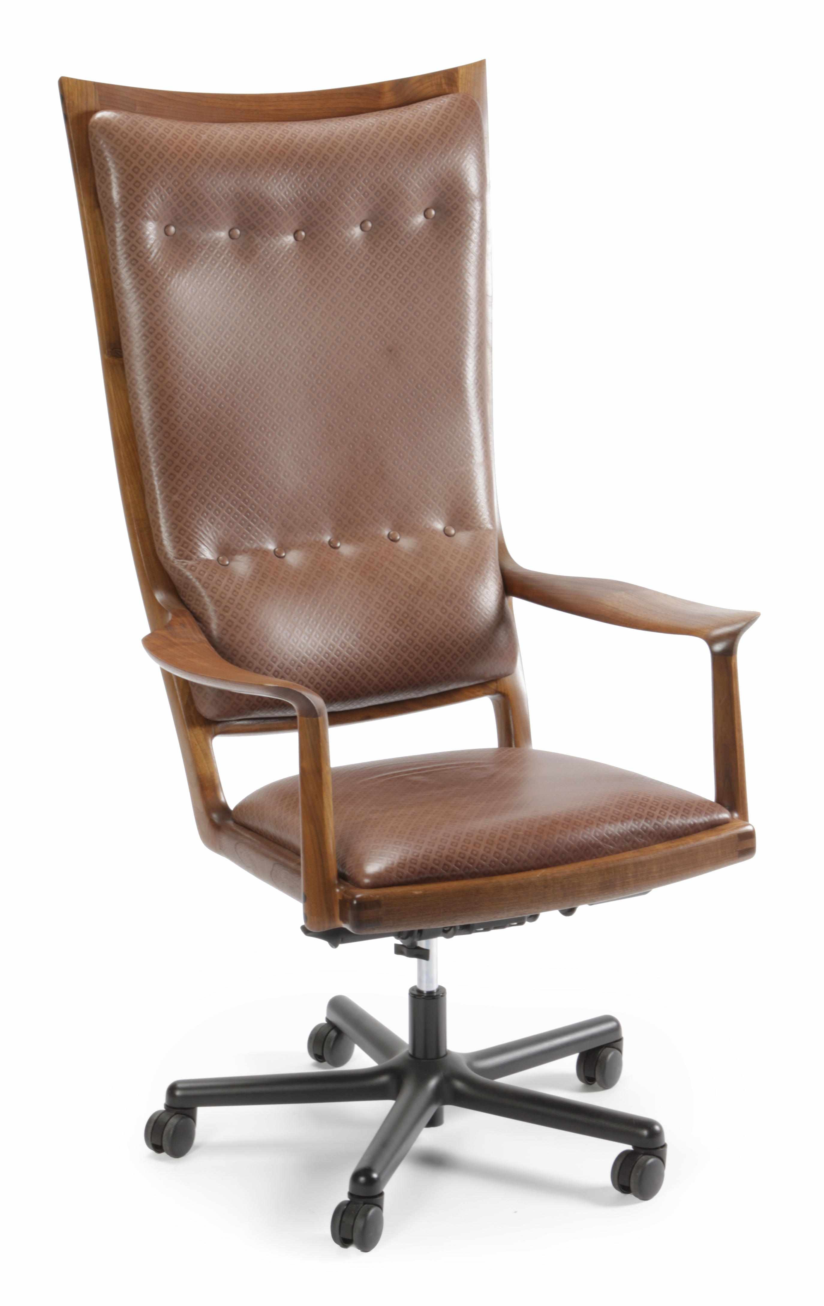 Appraisal: A Sam Maloof ebony inlaid walnut and embossed leather executive