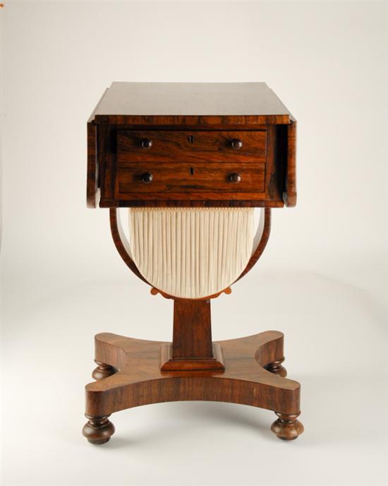 Appraisal: A th C Continental Work Table rosewood and rosewood veneers