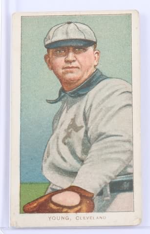 Appraisal: T- baseball card of Young Cleveland Card has Sweet Caporal