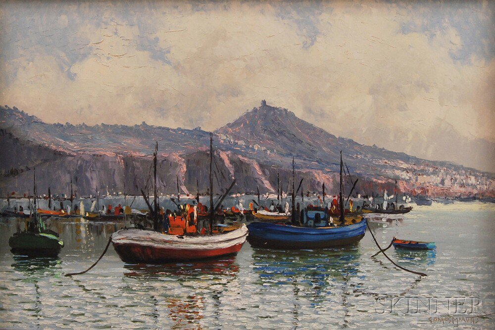 Appraisal: Augusto Gomes Martins Portuguese - Boats on Water Signed GOMES