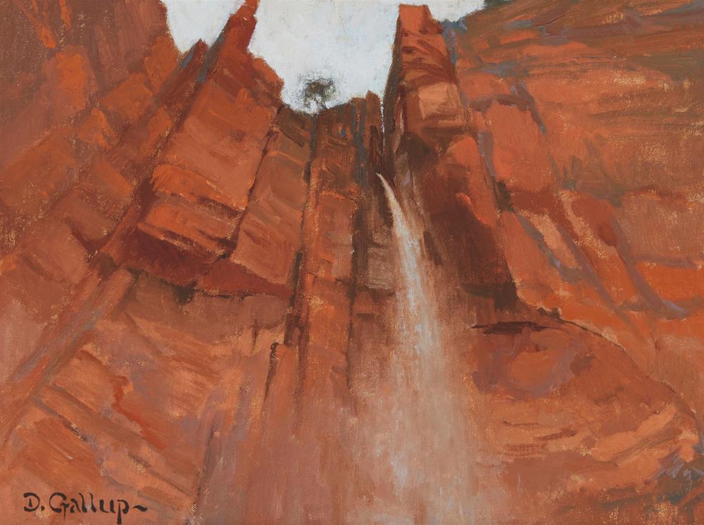 Appraisal: David Gallup b The Hiker's Reward Zion Canyon Oil on