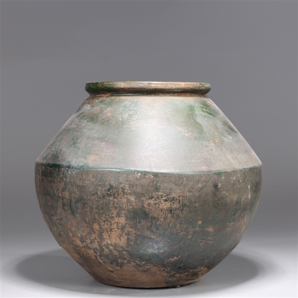 Appraisal: Chinese green glazed pottery vase as-is condition with wear glaze