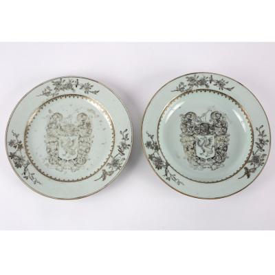 Appraisal: Two Chinese Export armorial plates Qianlong circa comprising a soup