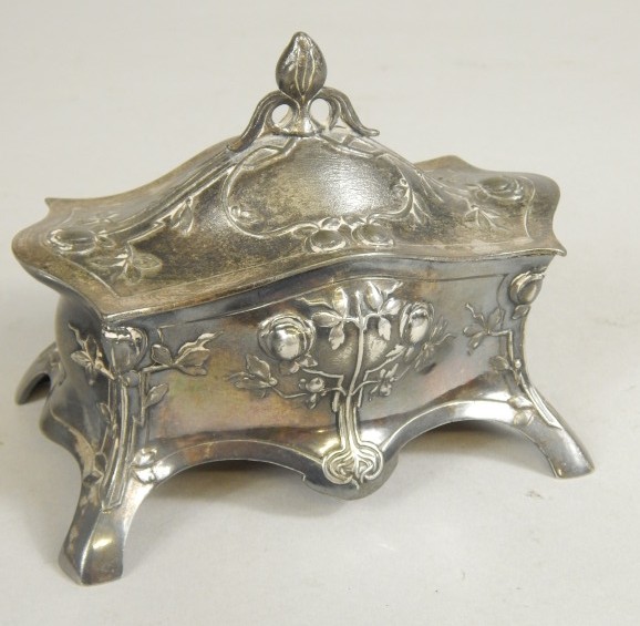 Appraisal: A WMF pewter jewellery box cast in Art Nouveau style