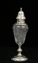 Appraisal: A Sterling Silver And Cut Glass Sugar Caster An antique