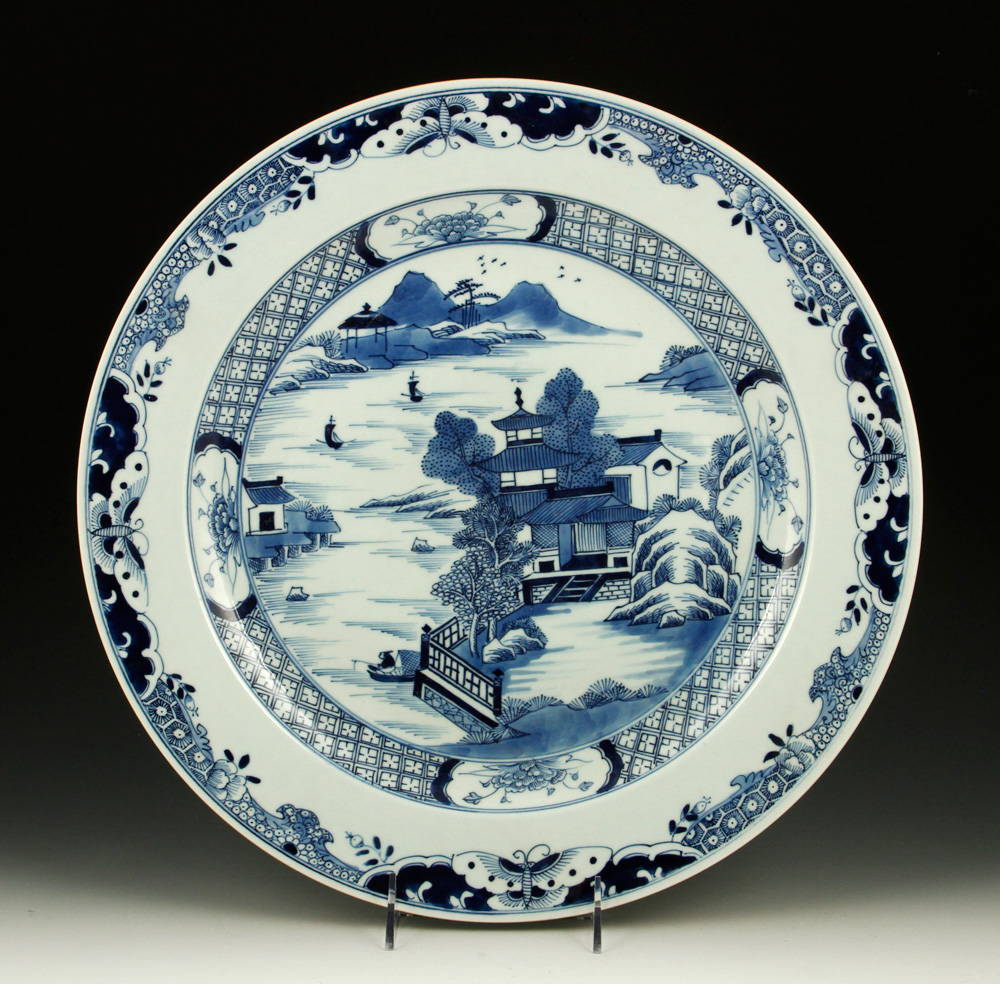 Appraisal: - Chinese Blue and White Export Porcelain Plate Blue and