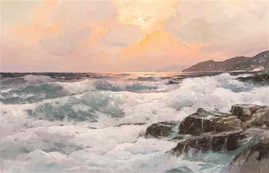 Appraisal: Alexander Dzigurski American Yugoslavian - Rocky Shoreline oil on canvas