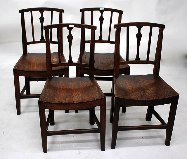 Appraisal: A SET OF FOUR TH CENTURY ELM SPLAT BACK DINING