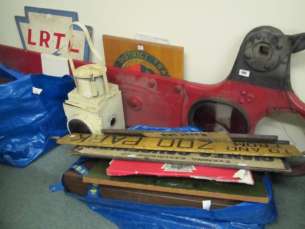 Appraisal: Lot of train and railway ephemera including signs lantern light