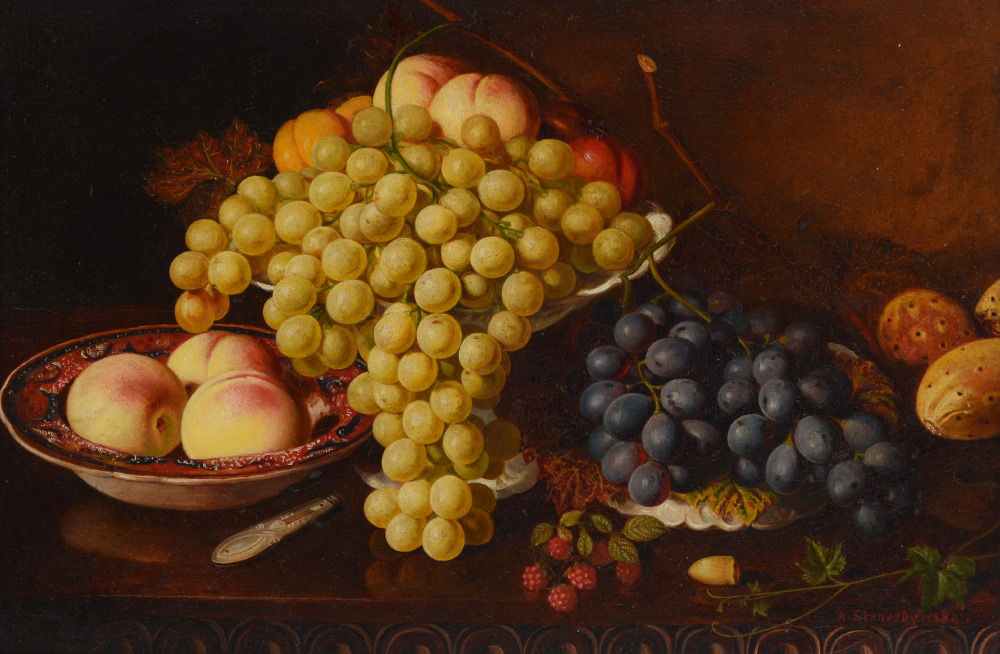 Appraisal: STANESBY Alexander United Kingdom - Still Life of Fruit peaches