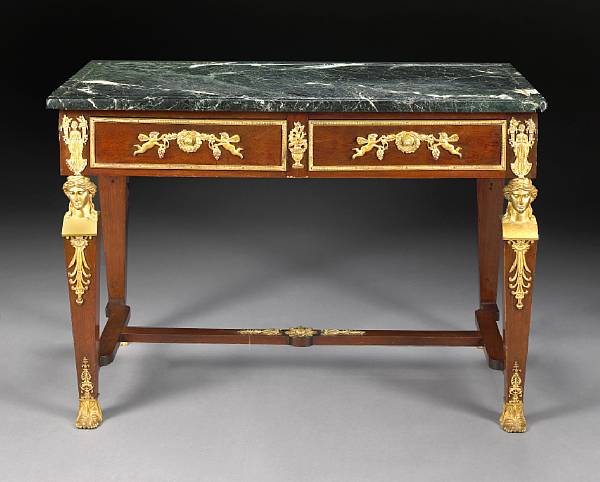 Appraisal: An Empire style gilt bronze mounted mahogany table early th