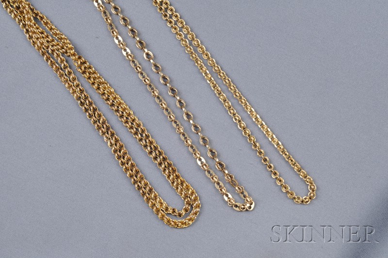 Appraisal: Two Antique kt Gold Chains composed of fancy links dwt