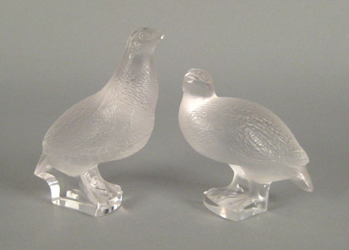 Appraisal: Pair of Lalique frosted glass birds signed on bases and