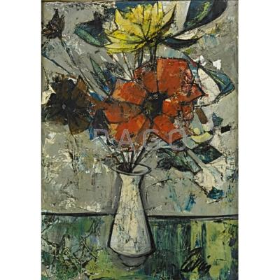 Appraisal: CHARLES LEVIER American - Oil on canvas floral still life