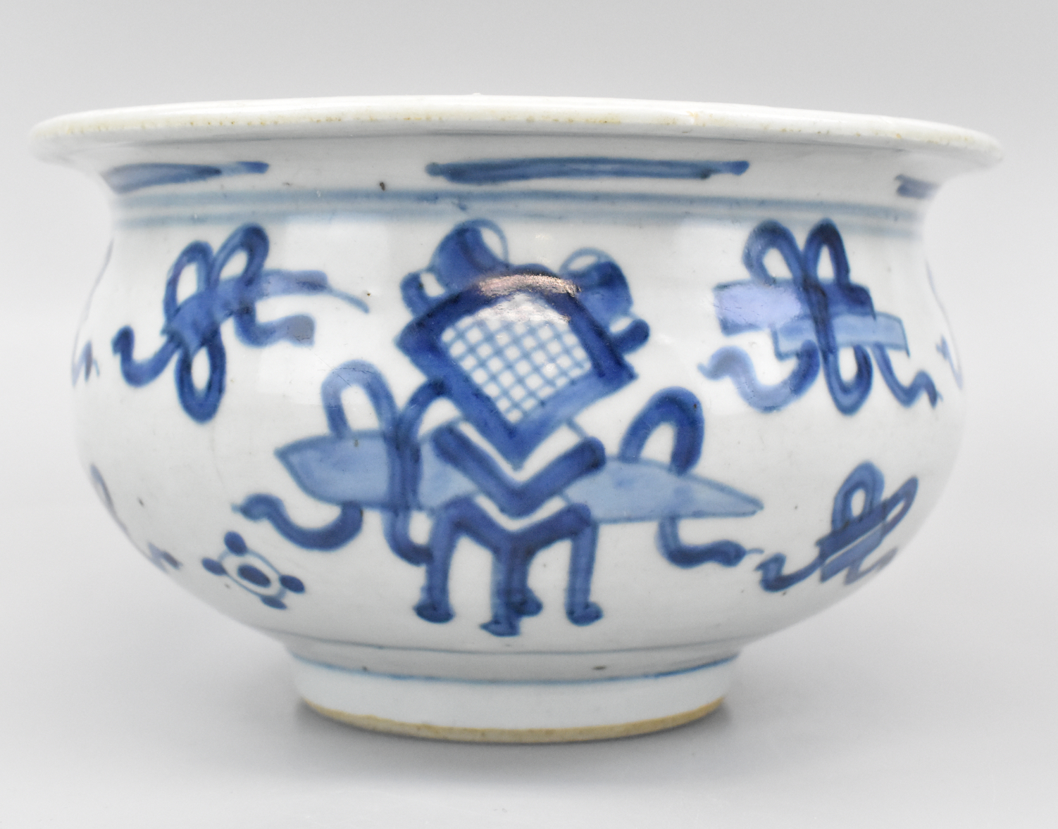 Appraisal: A Chinese blue white censer with a design of Chinese