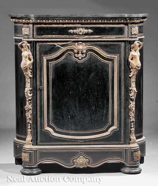 Appraisal: A Napoleon III Ebonized Gilt Bronze-Mounted and Brass Inlaid Cabinet