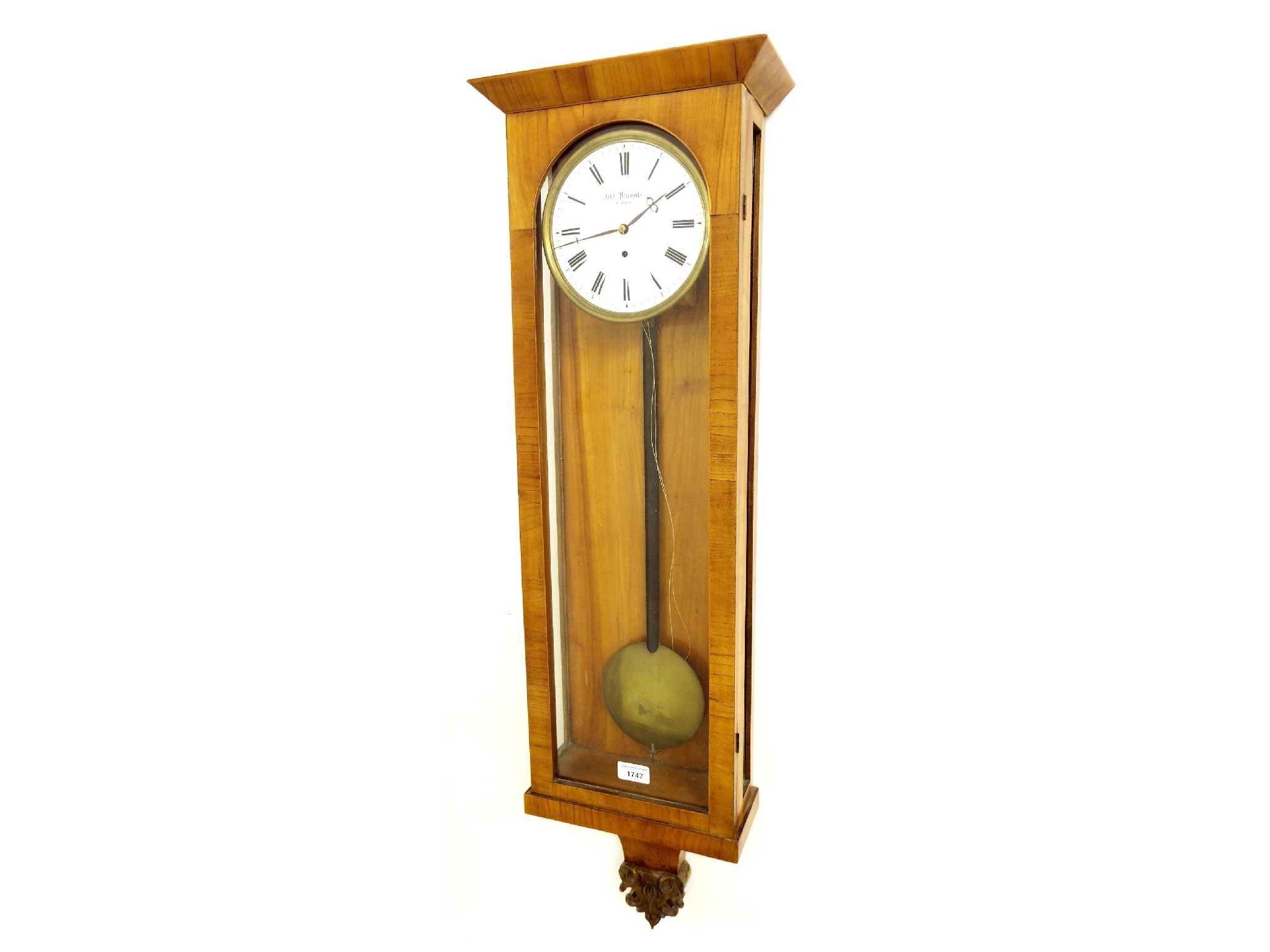 Appraisal: Good Viennese satinwood single weight regulator wall clock the dial