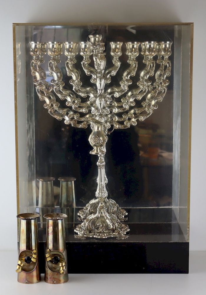 Appraisal: JUDAICA Grouping of Sterling Judaica Items Includes a large sterling