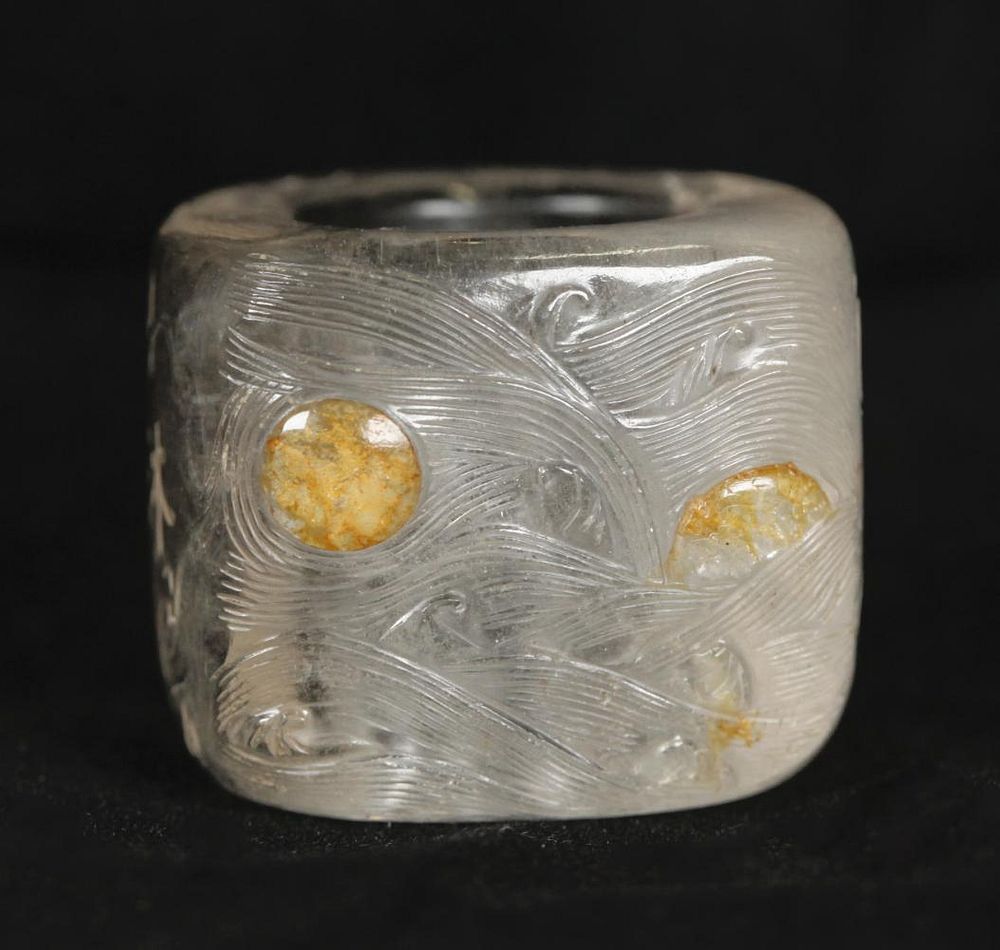 Appraisal: Chinese rock crystal archer ring possibly th c possibly imperial