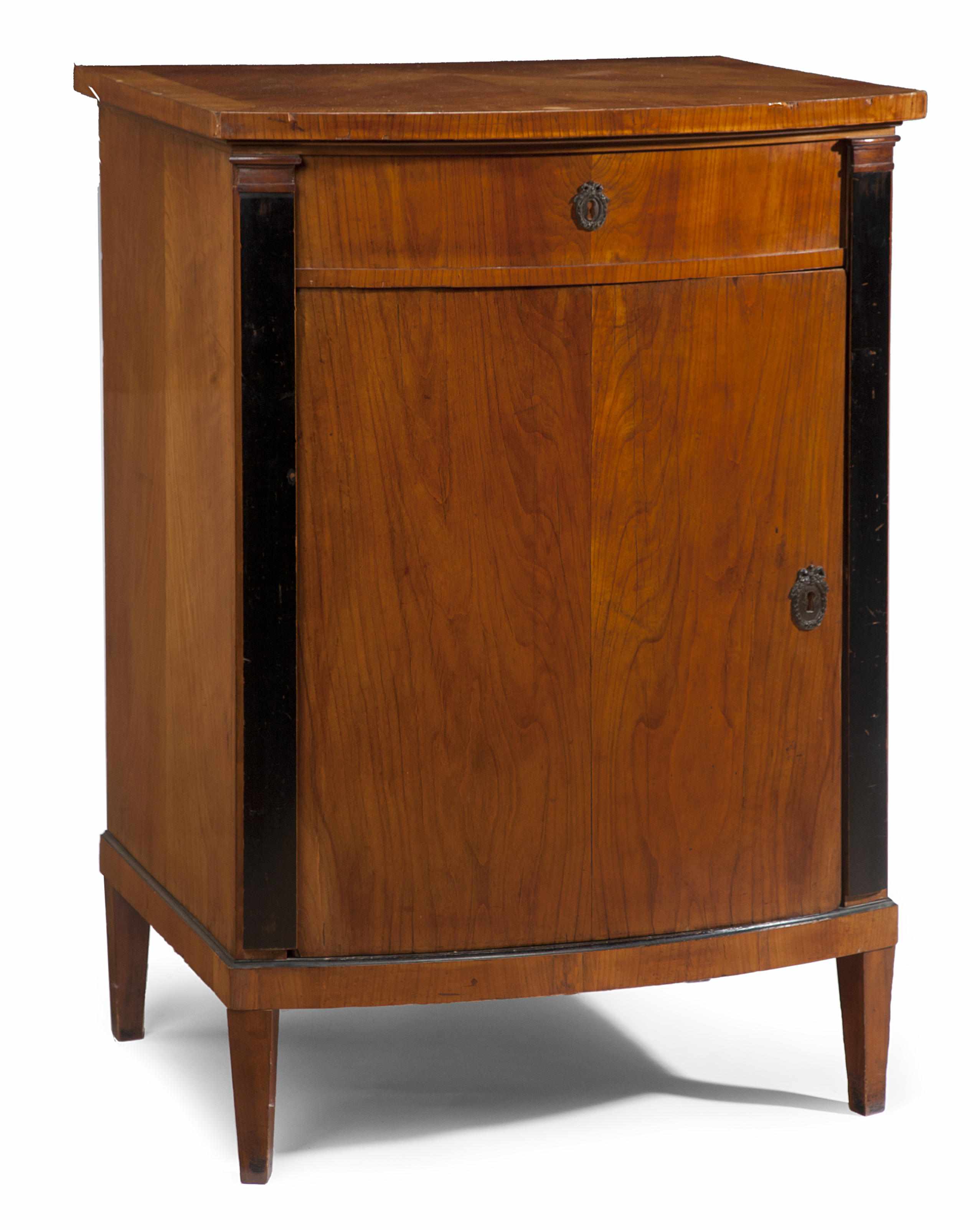 Appraisal: A Biedermeier parcel ebonized walnut cabinet early th century Of