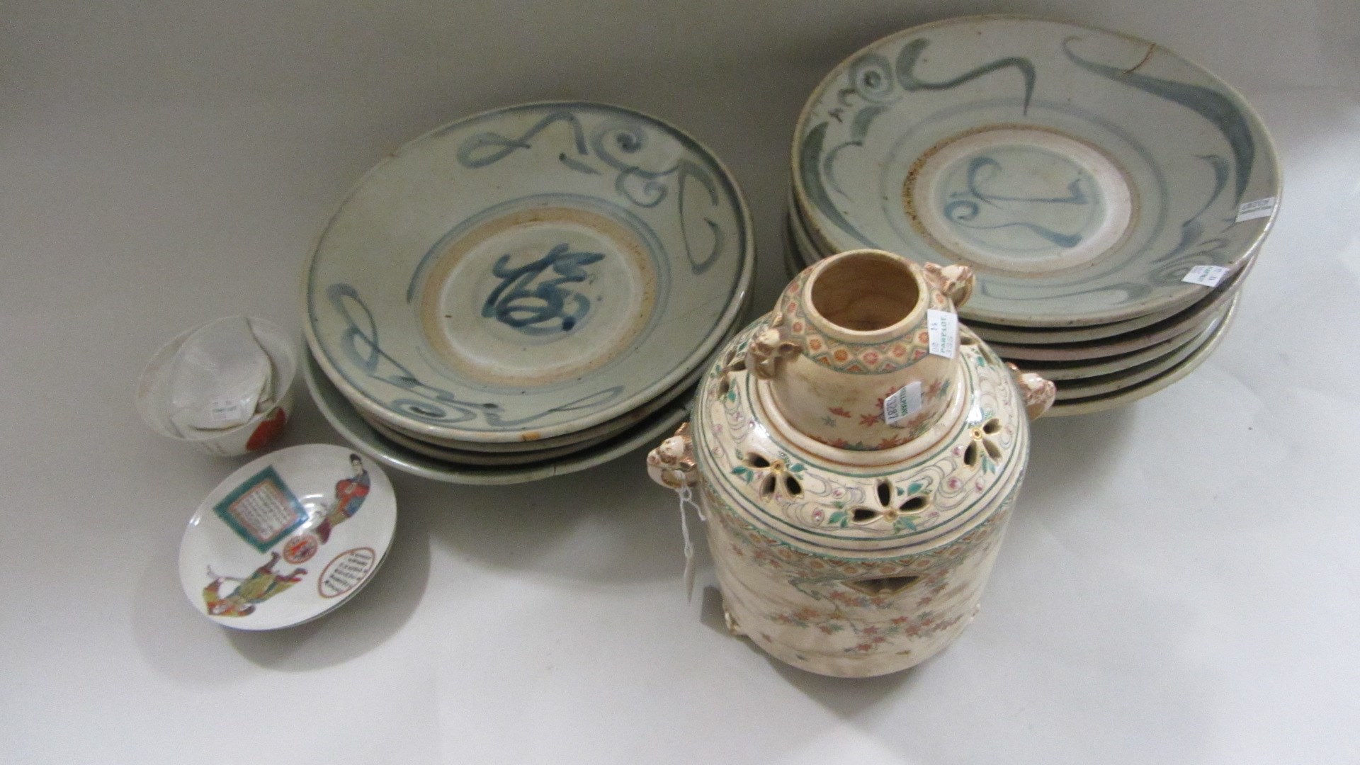 Appraisal: A group of Asian ceramics comprising a Japanese Satsuma part